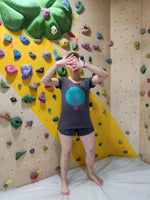 Load image into Gallery viewer, climbing T-shirt by Funkybeta bouldering - Gravity is a b**** - climbing T-shirt for ladies
