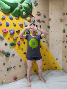 climbing T-shirt by Funkybeta bouldering - Jugs are for coffee - climbing T-shirt for ladies